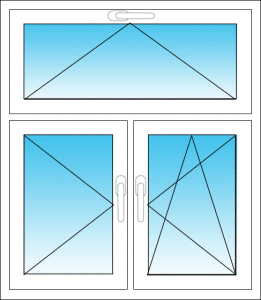 Dreiteiliges Fenster mit Oberlicht