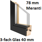 Duoline 78 mm Meranti mit 3-fach Verglasung 36 mm